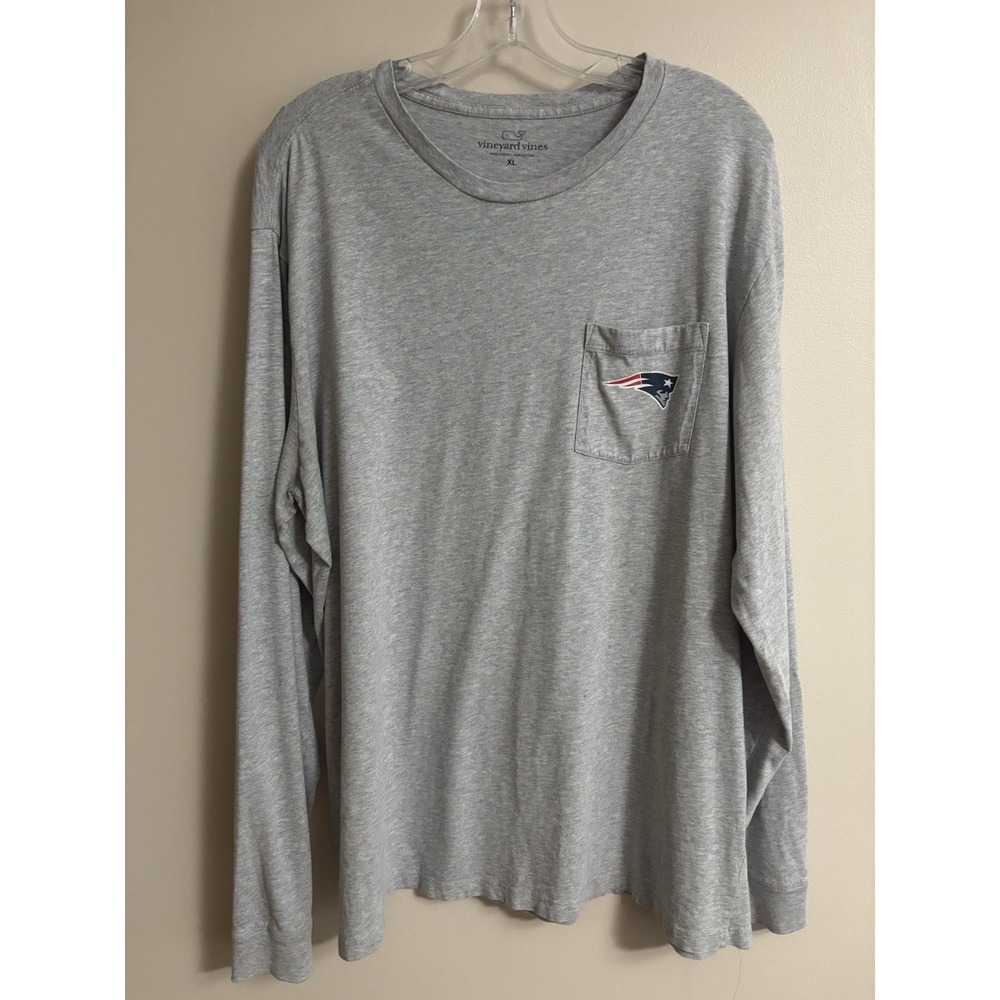 New England Patriots Shirt Mens XL Gray Vineyard Vines Tee Long Sleeve Casual